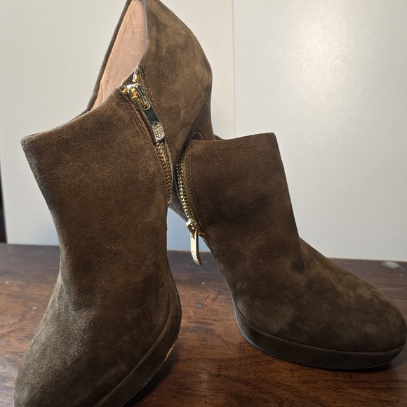 Vince Camuto Dark Sage Green Suede Boots - Picture 2 of 5